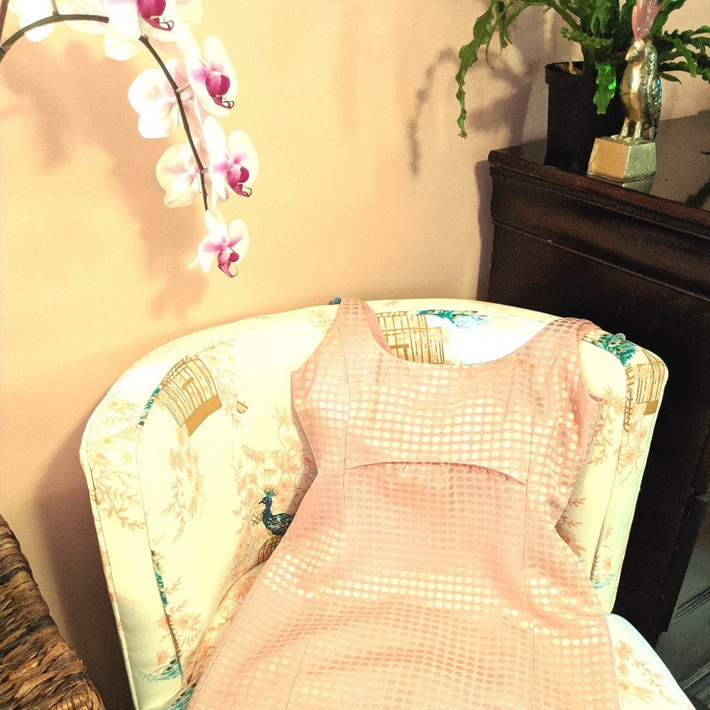 J. CREW Pink and Silver Dotted A-line Shift Dress